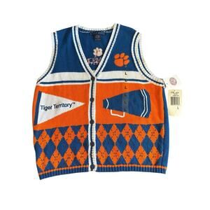 Birch Bros. Clemson Sweater Vest Size L Colorful